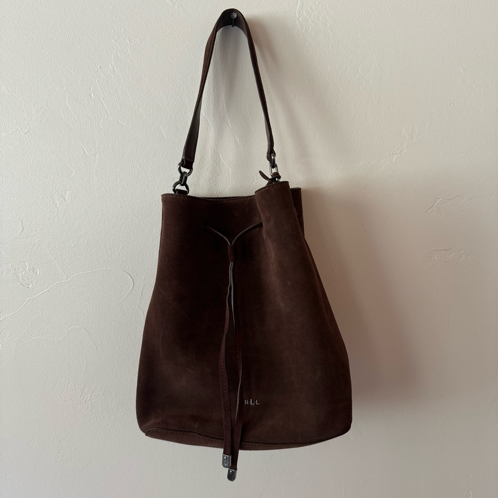 RALPH LAUREN Brown Leather Bucket Bag